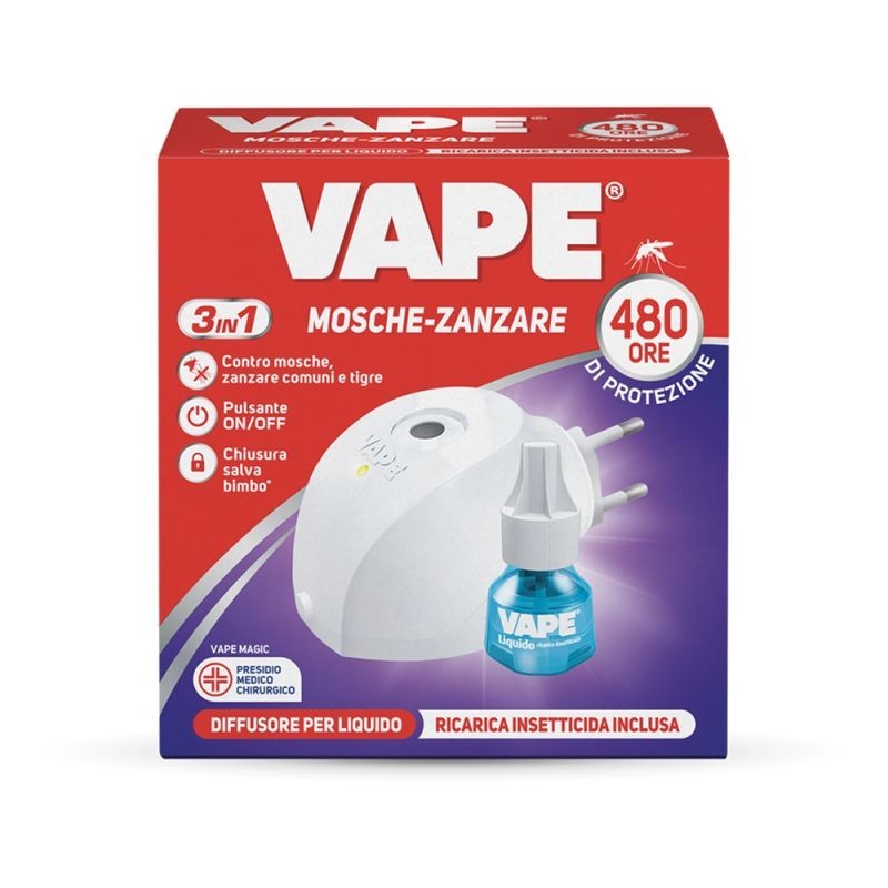 Vape Casa Elettroemanatore Mosche e Zanzare + Ricarica Liquida 480 ore 22ml