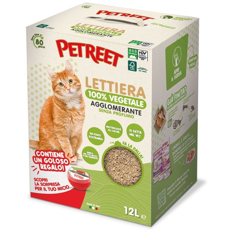 Petreet Lettiera Vegetale Agglomerante 12 Lt. Neutra