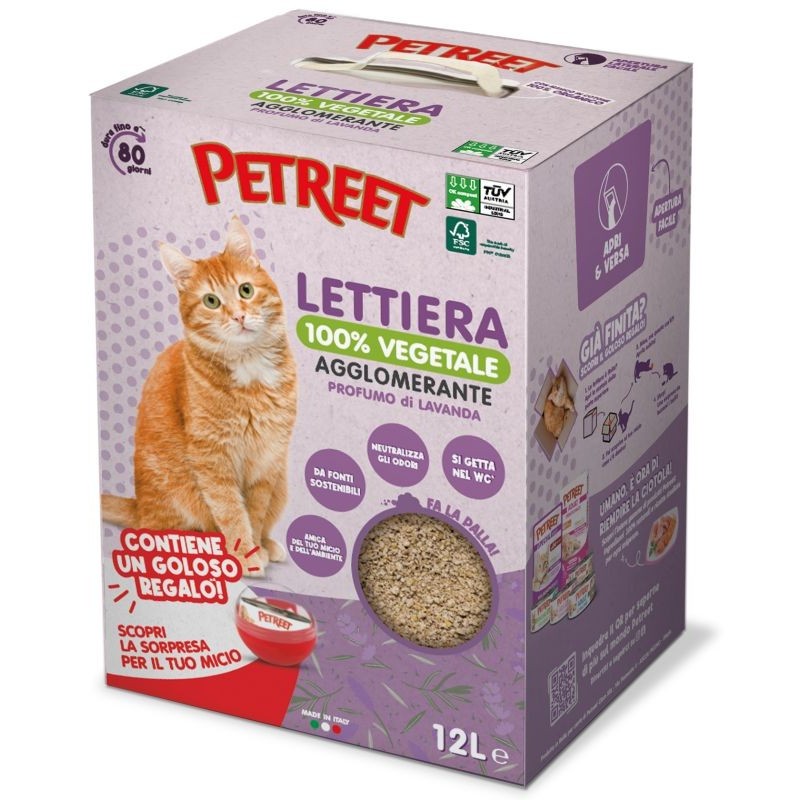 Petreet Lettiera Vegetale Agglomerante 12 Lt. Lavanda