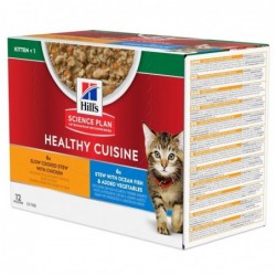 Hill's Gatto Kitten Science Plan Healthy Cuisine 12 x 80gr Pollo e Pesce Oceanico
