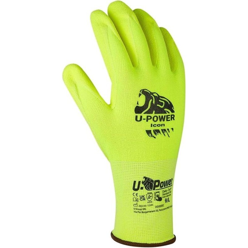 U-Power Guanti da Lavoro Unisex Giallo Fluo Misura 9