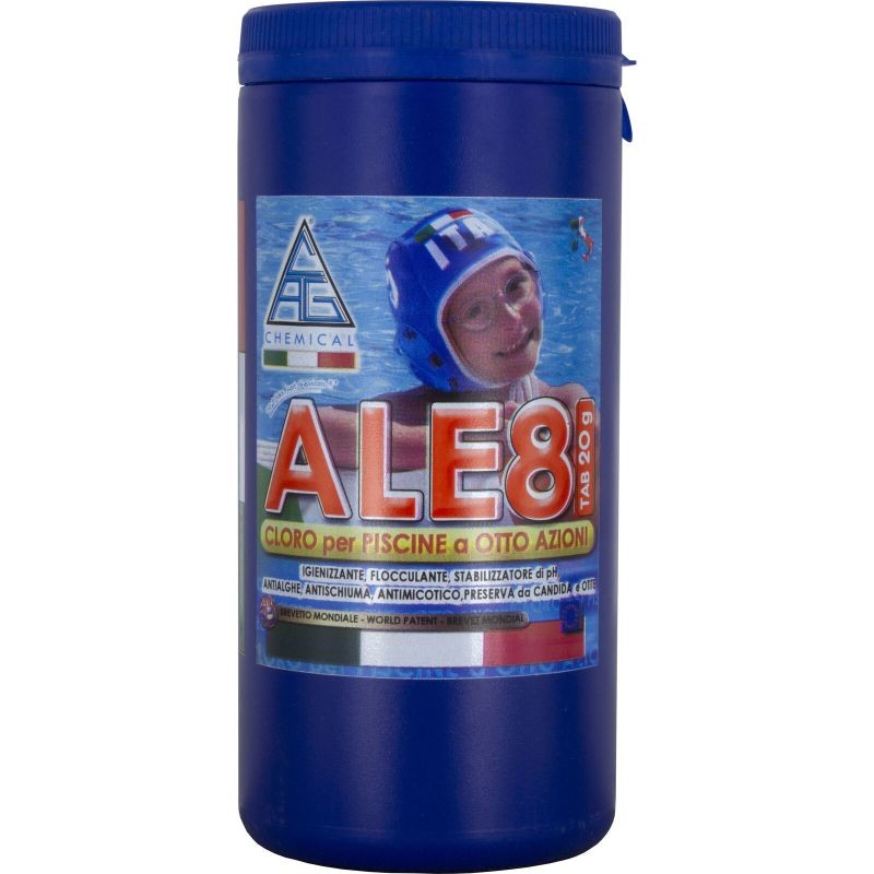 Ale8 Cloro 8 Funzioni per Piscina 1kg Pastiglie da 20gr