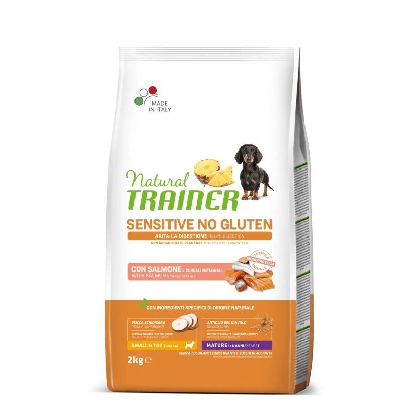 Trainer Cane Mini Mature Sensitive No Gluten 2 kg Salmone