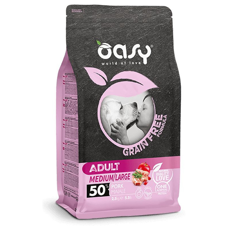 Oasy Cane Adult Medium / Large Grain Free Formula 12 kg Maiale