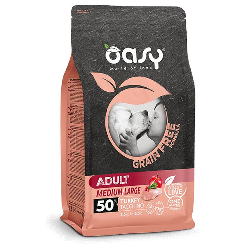 Oasy Cane Adult Medium / Large Grain Free Formula 12 kg Tacchino