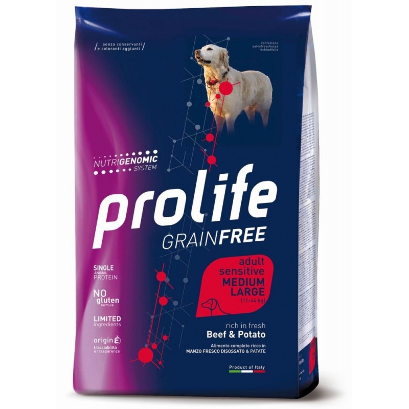 PROLIFE DOG Grain Free Sensitive Medium - Large Adult Manzo e Patate 2,5 kg